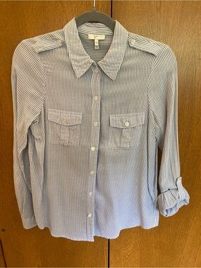 Joie Blue and White Striped Button-Down Shirt